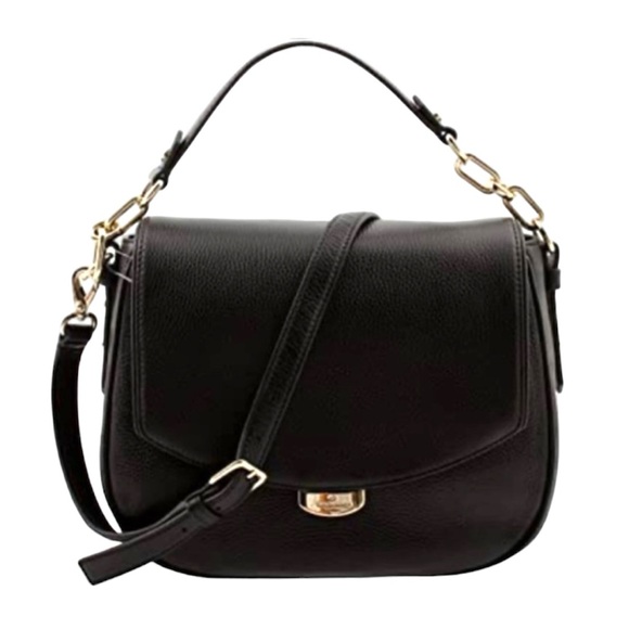 Kate Spade Mulberry Street Alicia Leather Shoulder Crossbody Saddle Bag Flap Blk - Picture 7 of 15